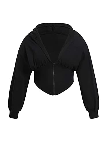 Verdusa Women's Asymmetrical Crop Hoodie Sweatshirt