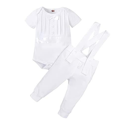 Baby Boys Christening Outfit Bowtie Romper Suit Set