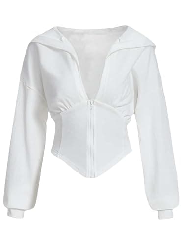 Verdusa Women's Asymmetrical Crop Hoodie Sweatshirt