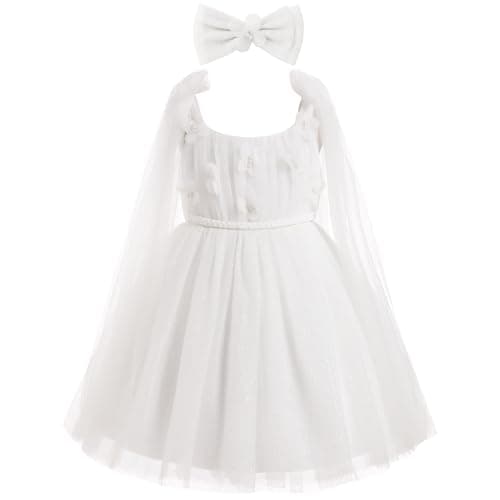 ODOLDI Baby Flower Girl Sleeveless Spaghetti Straps Floral Embroidered Birthday Dress