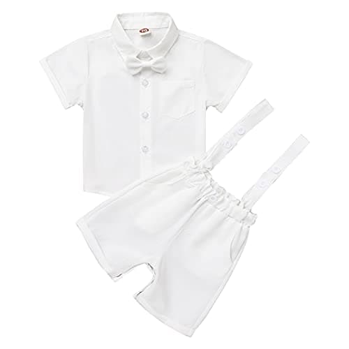 Baby Boy Christening Outfit with Bowtie and Suspenders