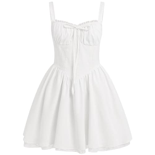 IMEKIS Women's Summer Lace Corset Mini Dress with Spaghetti Straps