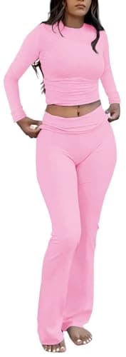 ZFLM Casual Workout Two-Piece Streetwear Sets Flared Leggings