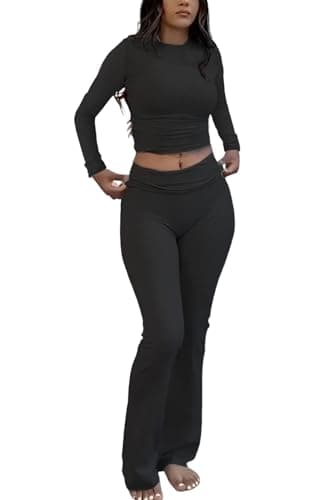 ZFLM Casual Workout Two-Piece Streetwear Sets Flared Leggings