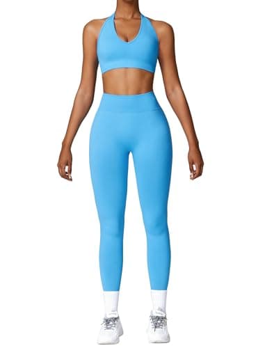 IMEKIS Women Workout Set: Sports Bra and High Waist Leggings Gym Fitness Tracksuit