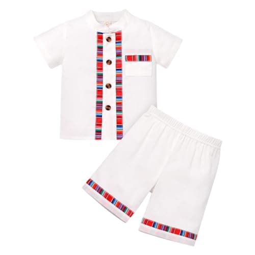 IMEKIS Toddler Boys Traditional Mexican Outfit for Birthday Party Shorts Shirts