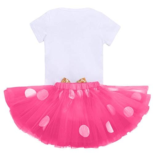 Baby Girls 1st Birthday Outfit with Polka Dots ONE Romper Tutu Skirt
