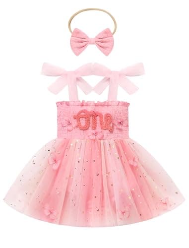IMEKIS Baby Girl Strawberry One Birthday Outfit Tulle Dress Boho Summer Photo Shoot