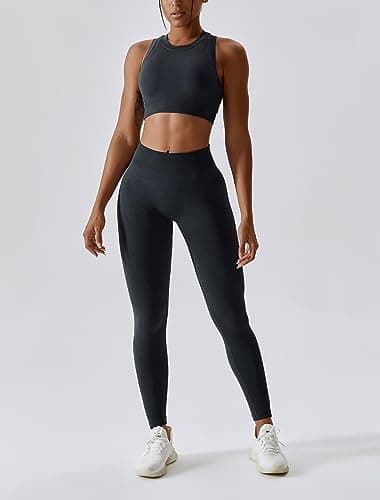 ABOCIW Women's Seamless Racerback Sports Bra & Leggings Set