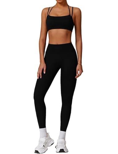 Women's QBGJTD 2-Piece Workout Set: Sport Bra & Scrunch High-Waist Leggings