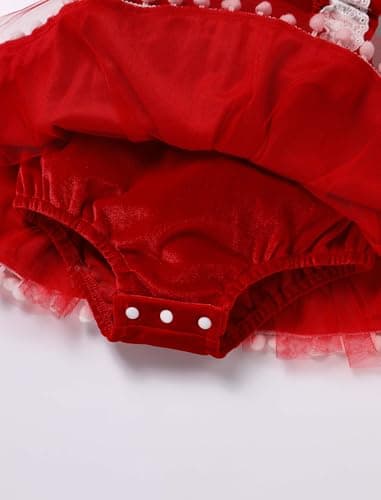 Newborn Baby Girl Velvet Christmas Outfit: Ruffle Sleeve Romper and Tulle Dress for Fall Weddings and Birthday Parties