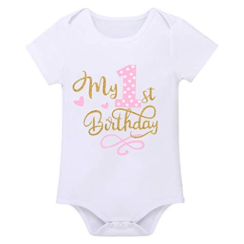 Baby Girls' 1st Birthday Polka Dot Romper Tutu Outfit with Mouse Ears Headband for Cake Smash Photo Shoot
