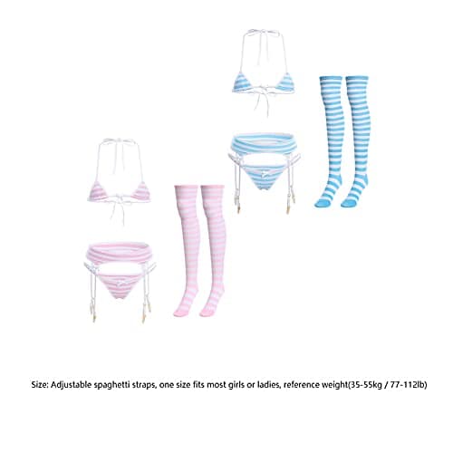 IMEKIS Women's Kawaii Anime Lingerie Set 4Pcs Outfit