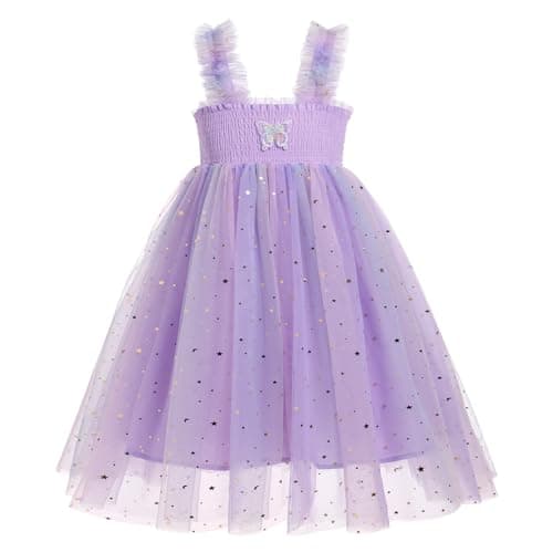 IMEKIS Toddler Girl Rainbow Sequin Butterfly Dress for Birthday Parties