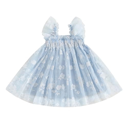 Ginevsal Toddler Butterfly Sleeveless Summer Dress Flowers Tulle
