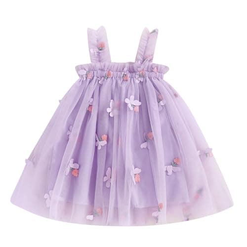 Ginevsal Toddler Butterfly Sleeveless Summer Dress Flowers Tulle