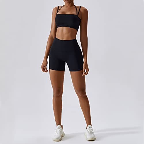 IMEKIS Women's Yoga Set Crop Top and Biker Shorts Tracksuit