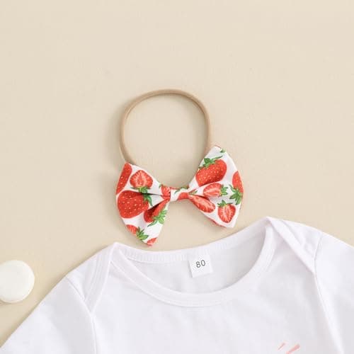 Strawberry Bell Bottoms Romper for 1st Birthday Girl
