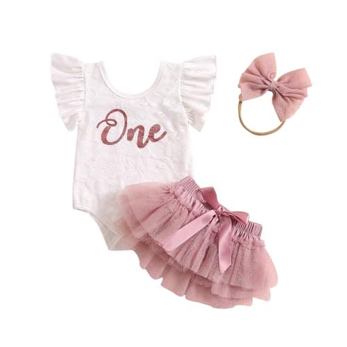 Biayxms Baby Girl First Birthday Outfit with Tutu Skirt and Headband