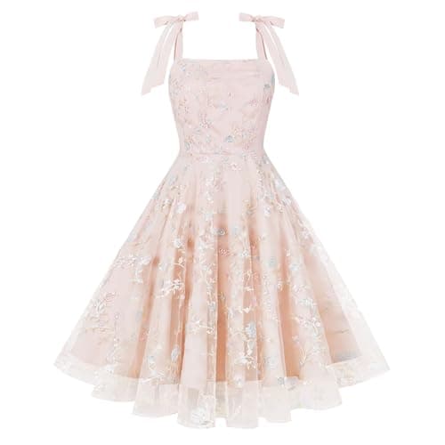 Vintage Embroidered Floral Tulle Prom Dress for Women