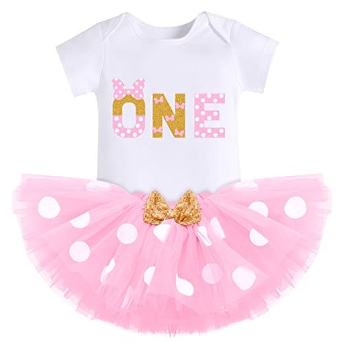 IMEKIS Baby Girls 1st Birthday Tutu Romper with Polka Dots & Mouse Ears Costume