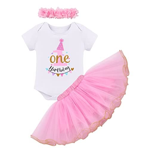 ODASDO Baby Girl 1st/2nd/3rd Birthday Party Cake Smash Tutu Set 3pcs