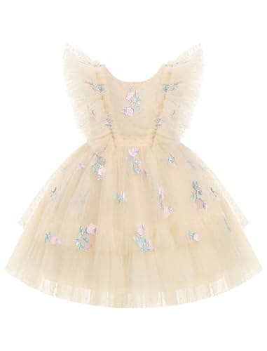 IMEKIS Girls' Confetti Stars Birthday Princess Tulle Dress for 3-10T