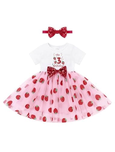 IMEKIS Baby Girls 1st & 2nd Birthday Outfit with Dress & Tutu Set