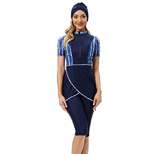IMEKIS Modest Women's Burkini Swimwear.HashSet Cover Top Capris Set