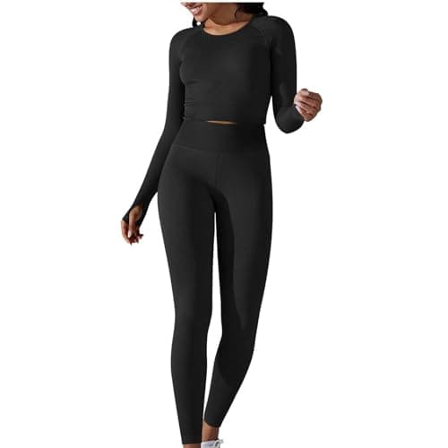 Fartey Women's Matching Workout Set High Waist Leggings & Zip Up Tops