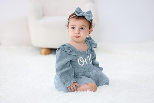 TITKKOP Baby Girl 1st Birthday Tulle Romper Long Sleeve Cake Smash Outfit