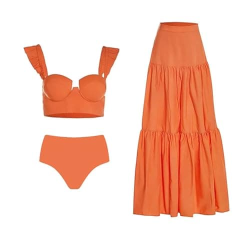 Women's Tropical Floral Print One Piece Swimsuit with Cover up Wrap Skirt