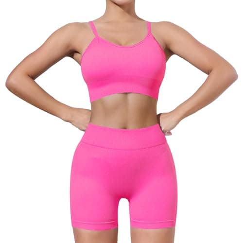 HORISUN Women's Workout Sets: High Waisted Gym Shorts & Adjustable Sports Bra