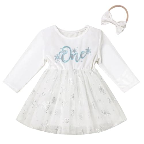 Velvet Snowflake Dress with Headband for Baby Girls' 1st Birthday Cake Smash Photos