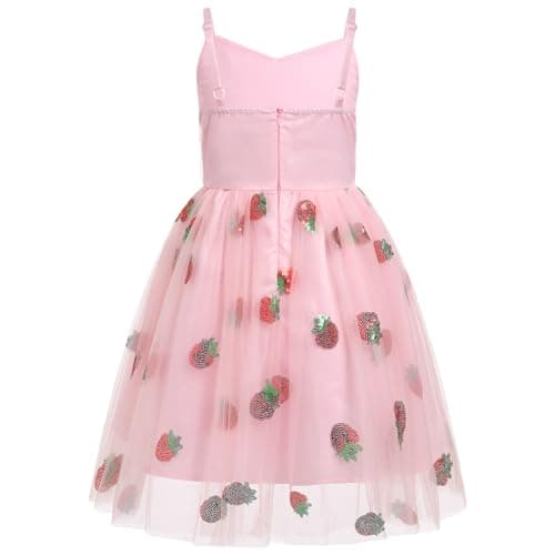 IMEKIS Kid's Strawberry Birthday Tulle Dress for 1-6T Pageant Parties