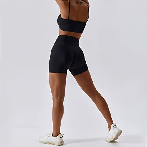 IMEKIS Women's Yoga Set Crop Top and Biker Shorts Tracksuit