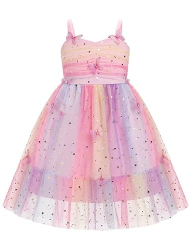 IMEKIS Princess Birthday Dress for Toddler Girl, Rainbow Boho Outfit for Photo Shoot 1-6T