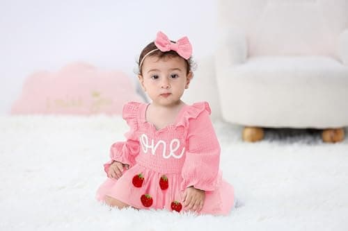 TITKKOP Baby Girl 1st Birthday Tulle Romper Long Sleeve Cake Smash Outfit