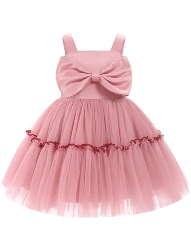 ODASDO Toddler Girls Bowknot Spaghetti Straps Tutu Tulle Birthday Party Dresses