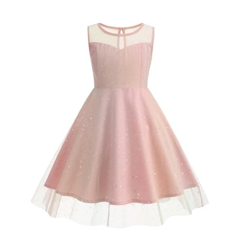 Embroidered Floral Lace Dress for Girls - Sleeveless Cocktail Swing Dress