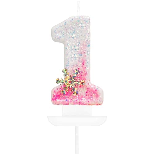 Hongplus Pink Snow Themed 1st Birthday Candles & Decorations