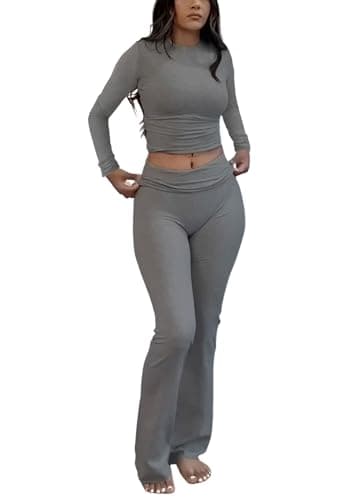 ZFLM Casual Workout Two-Piece Streetwear Sets Flared Leggings