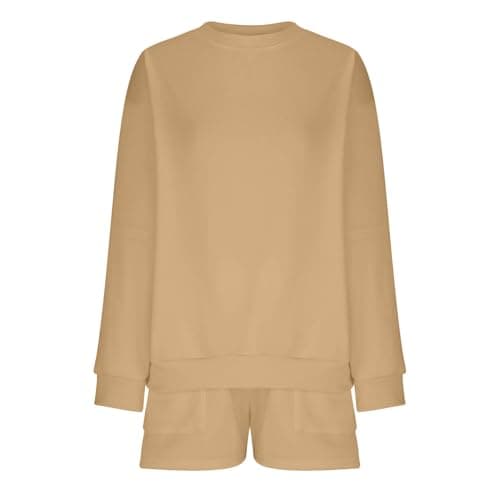 MXTPOV Women's 2024 Fall Two-Piece Outfit Long Sleeve Pullover Shorts Tracksuit