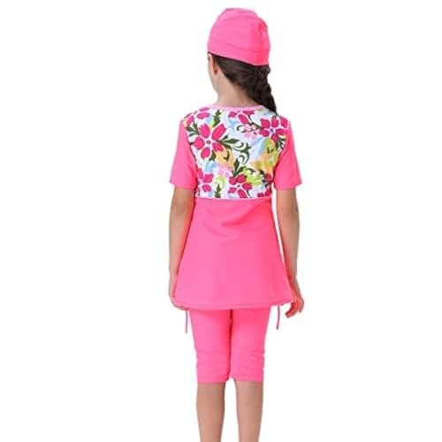 IMEKIS Modest Girl Burkini Swimsuit Set with Long Sleeve Rash Guard