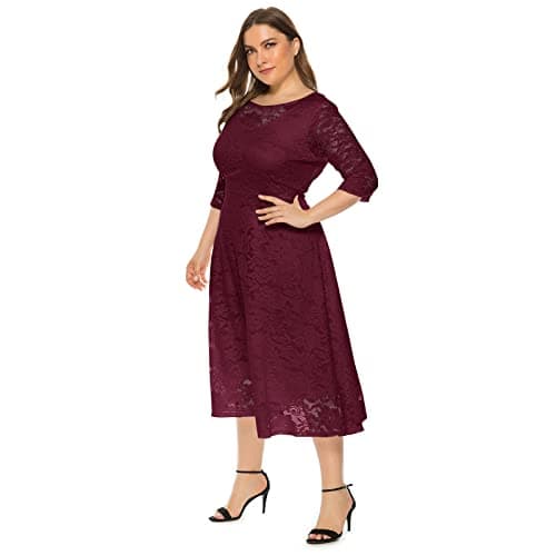 Women's Floral Lace Cocktail Dress with Pockets