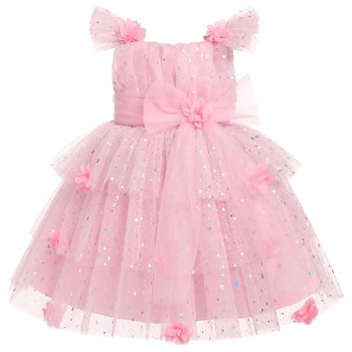 Sequin Party Dress for Toddler Girls: Butterfly Flower Pageant Tutu Dress for Photo Shoots (1-6T)