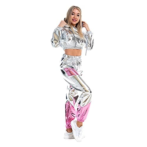 Metallic Hoodie and Sweatpants Set for Women by OBEEII
