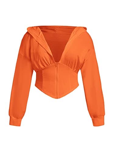 Verdusa Women's Asymmetrical Crop Hoodie Sweatshirt