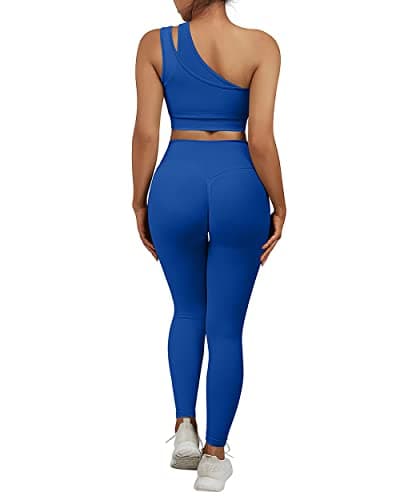 OMKAGI Women's Workout Set: One Shoulder Sports Bra & Lifting Leggings