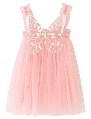 AGQT Baby Girls Butterfly Print Tulle Tutu Sundress 6M-6T